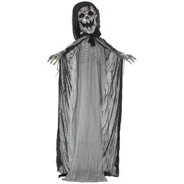 Ecooso - Sound-Activated Animated Skeleton Witch with Red and Green LED Lights for Indoor or Covered Outdoor Halloween Décor - Gray