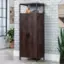 Angle. Sauder - Market Commons Storage Cabinet - Rich Walnut.