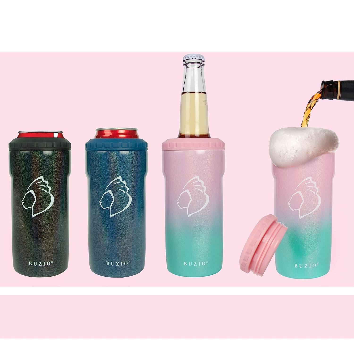 Left. Buzio - Can & Bottle Cooler - Bubble Gum.