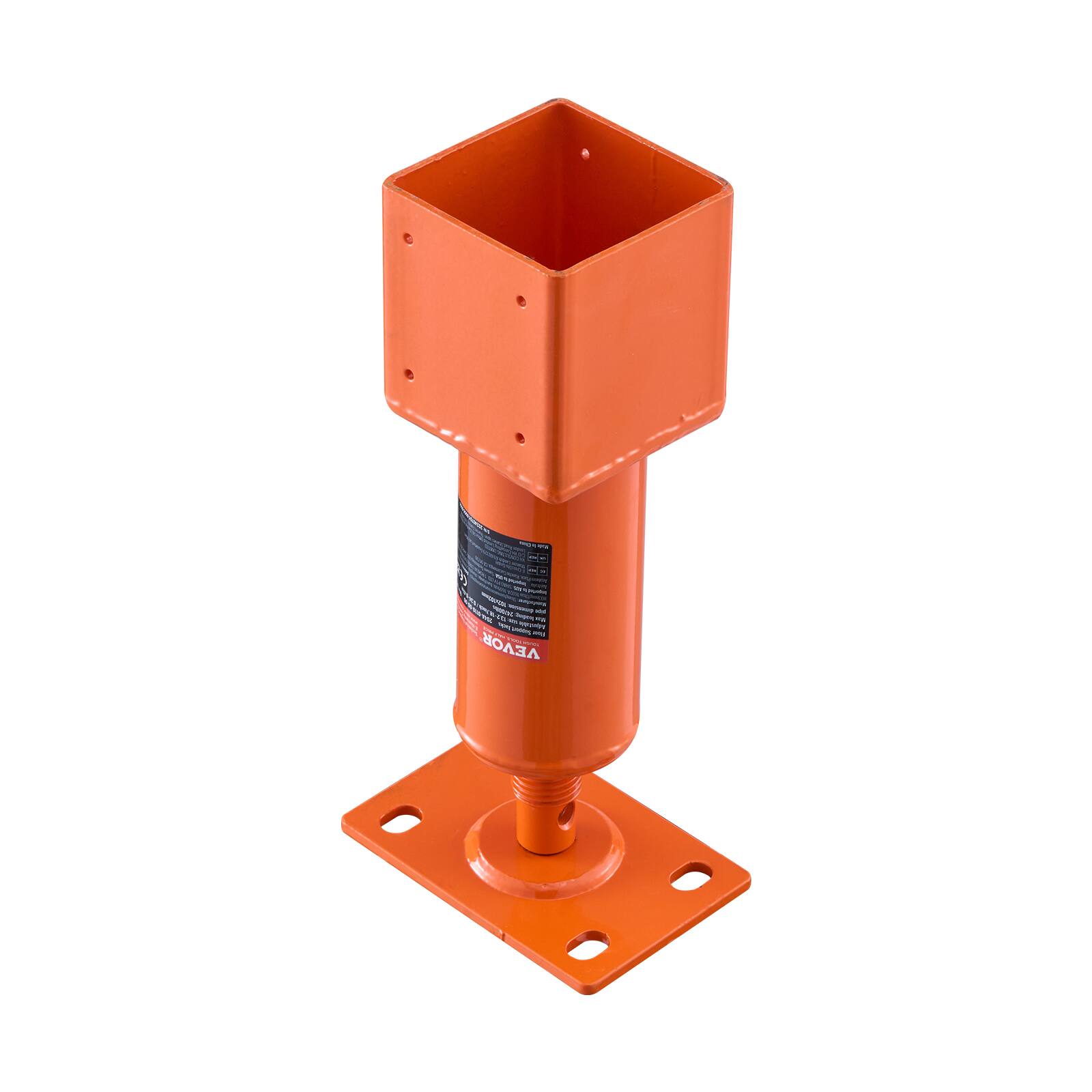Alt View 5. VEVOR - Screw Jack Post, 4" x 4", 13.2"-18.7" Height Range, 24700 lbs Max Load Capacity, Adjustable Shore Jack, Temporary House - Orange.