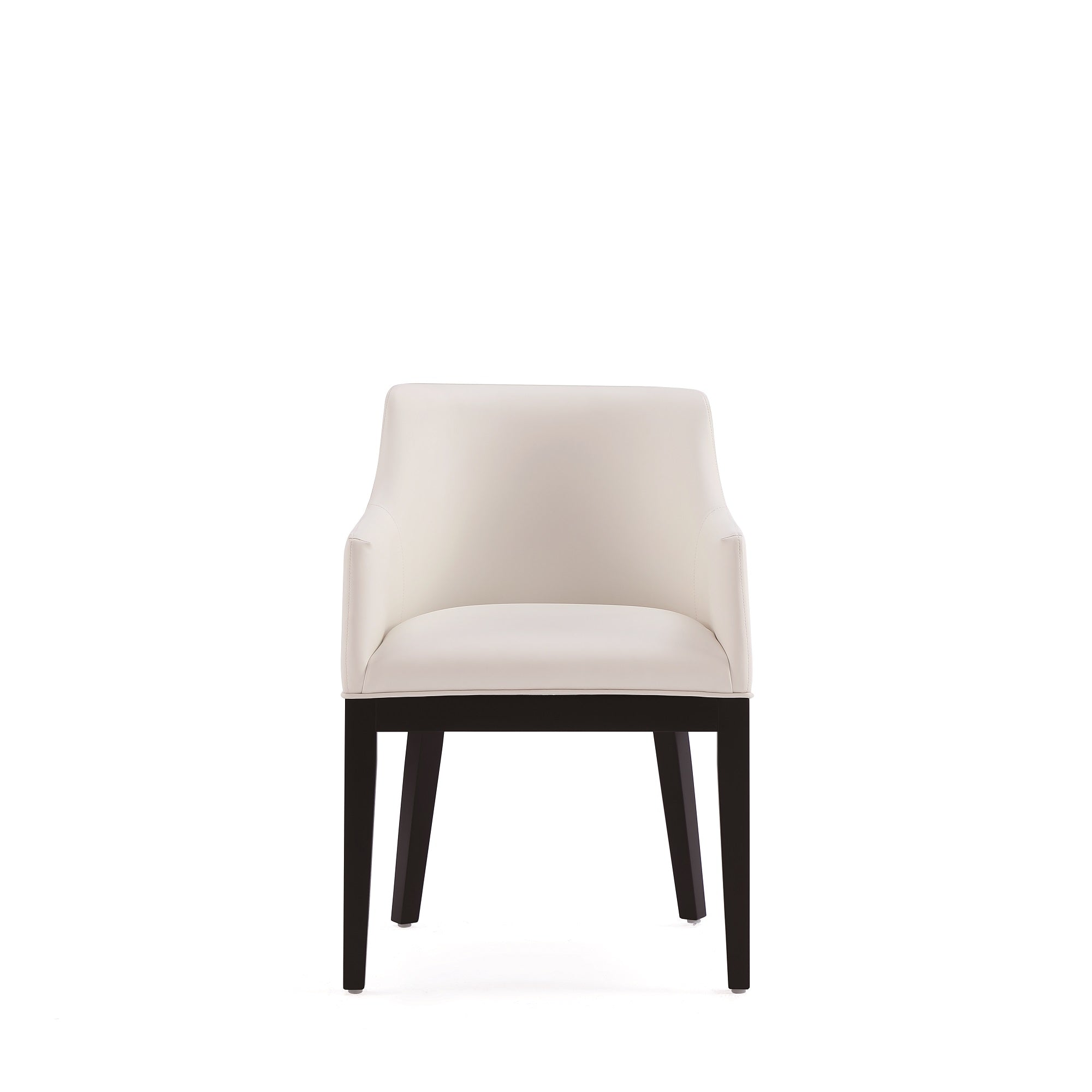Front. Manhattan Comfort - Gansevoort Modern Wood Vegan Leather Dining Chair with Arms - Ivory.
