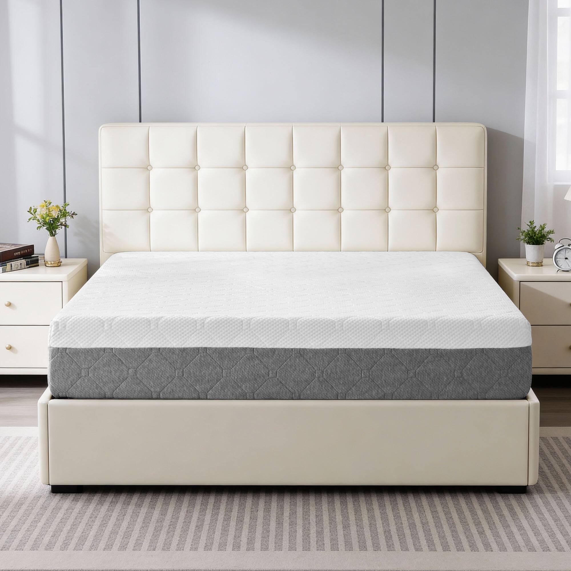 Front. Dyonery - Dyonery Medium Firm Mattress King Size 12 Inch, Cooling Gel With High Density Foam Mattresses in Box - White.