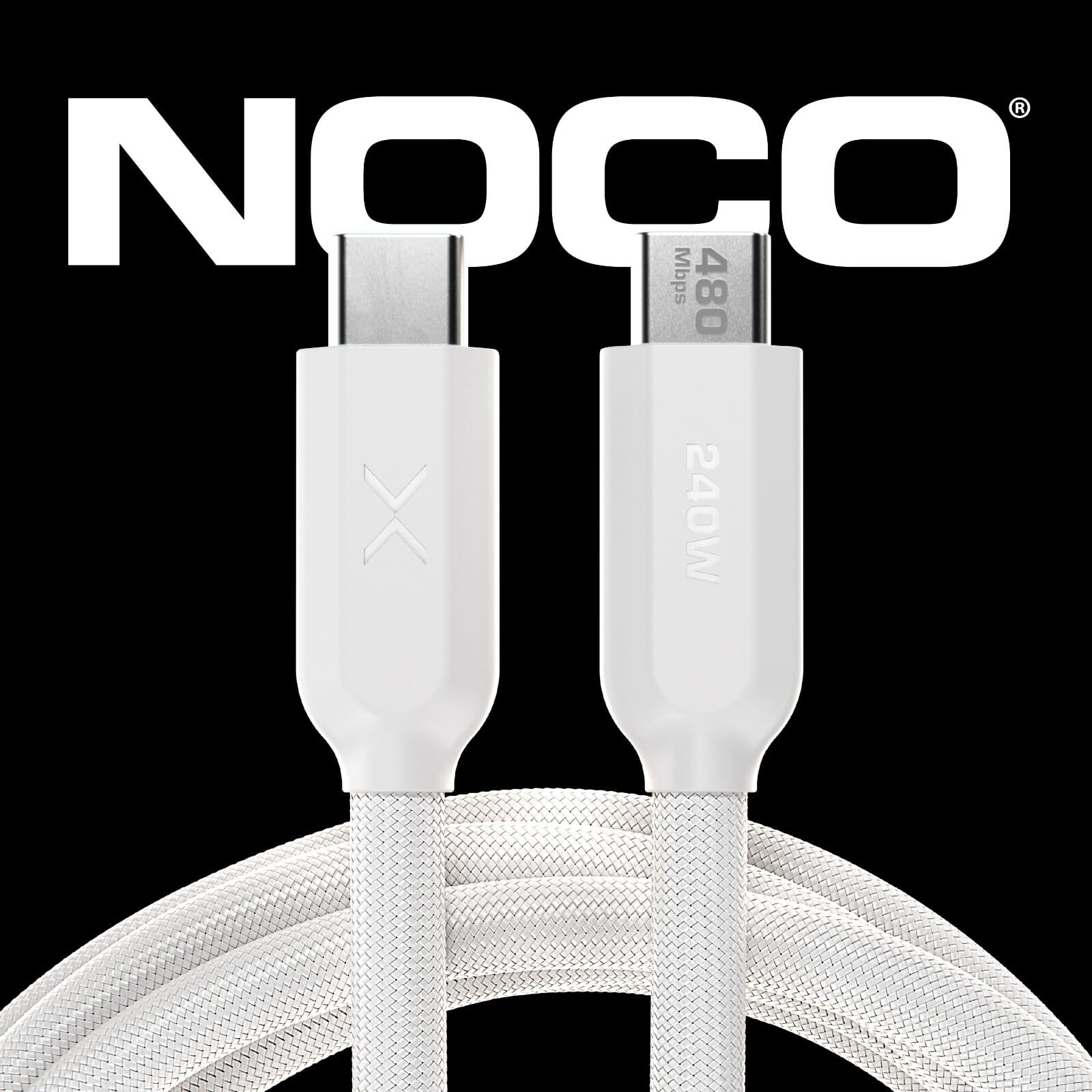 NOCO - XGrid XC3: 240W USB-C to USB-C Cable – 10ft Fast Charging, USB-IF Certified, 480Mbps, UltraFlex Durable Design - White