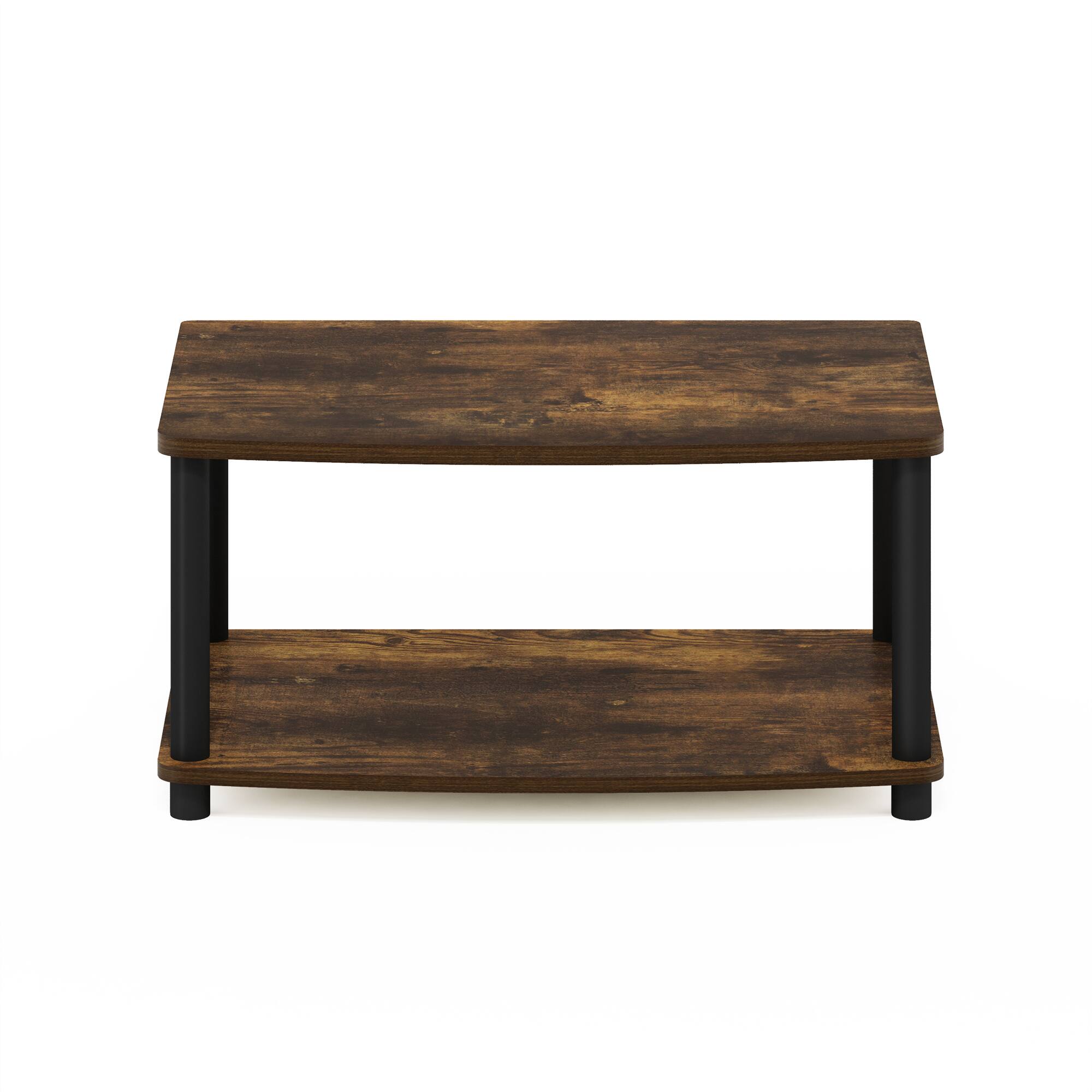 Alt View 2. Furinno - Turn-N-Tube No Tools 2-Tier Elevated TV Stand, TV Entertainment Center - Amber Pine/Black.