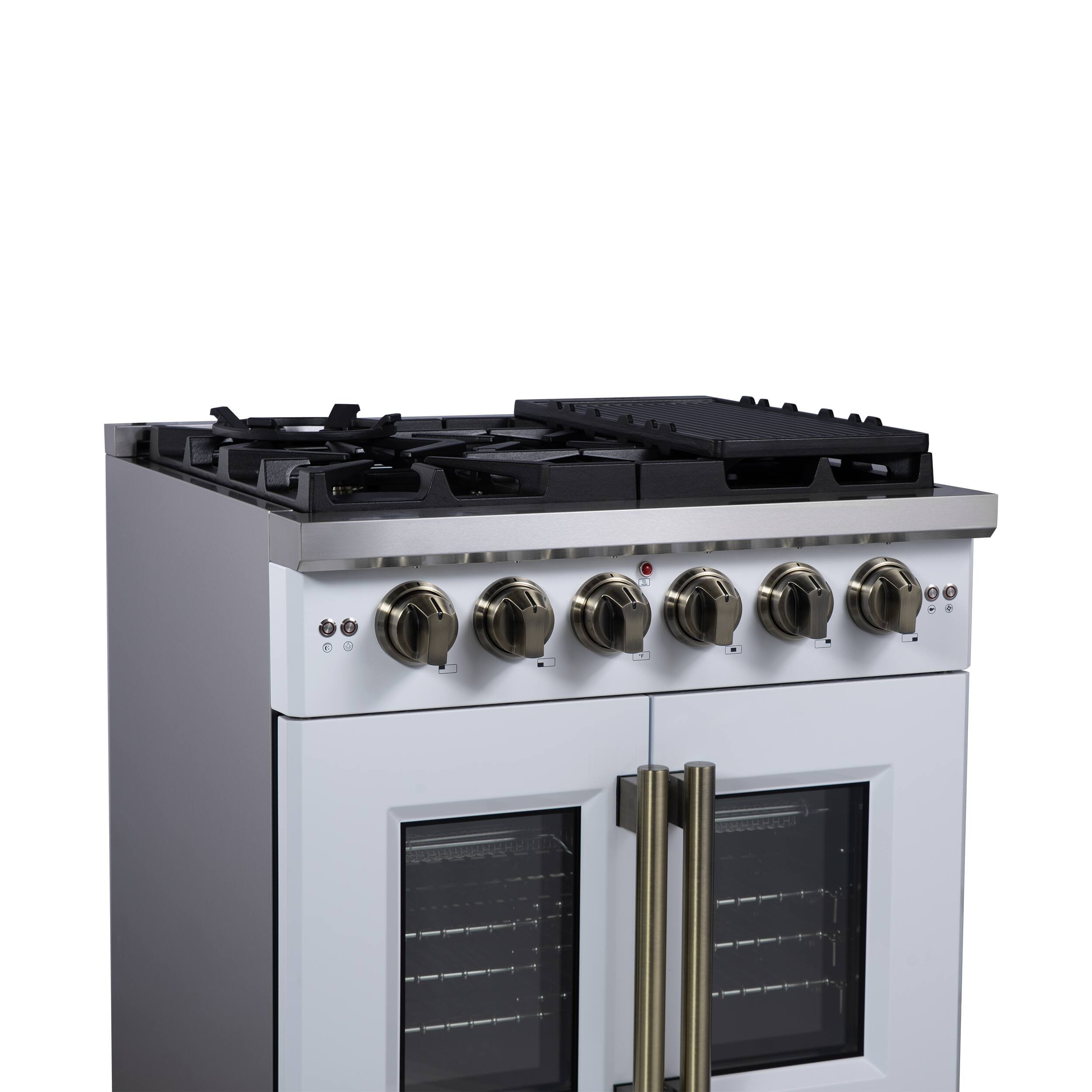 Alt View 7. Forno Appliances - Capriasca 4.32 Cu. Ft. Freestanding Gas Convection Range with French Doors - White.