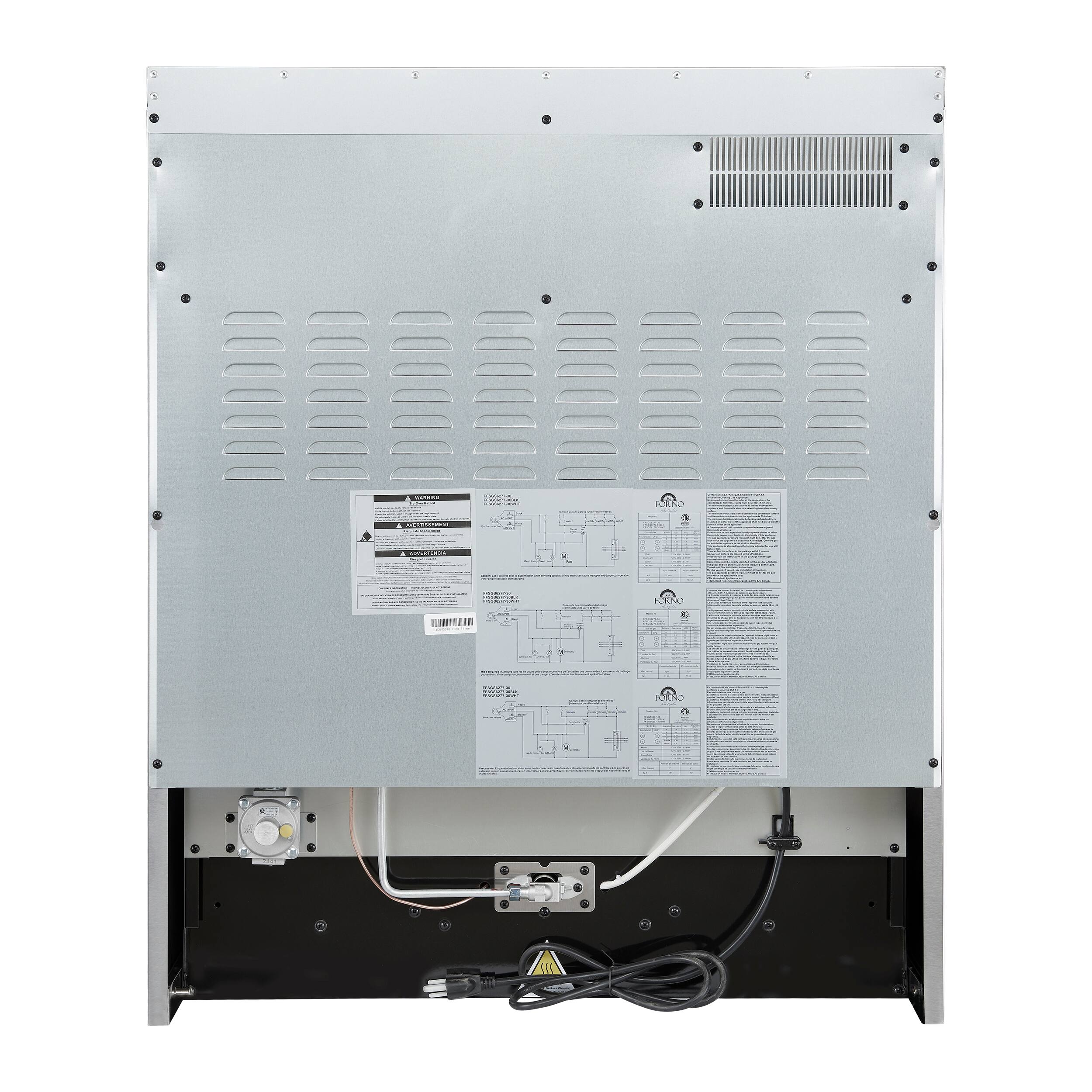 Back. Forno Appliances - Marco 4.32 Cu. Ft. Freestanding Gas Convection Range with Dual Ring Burner - Black.