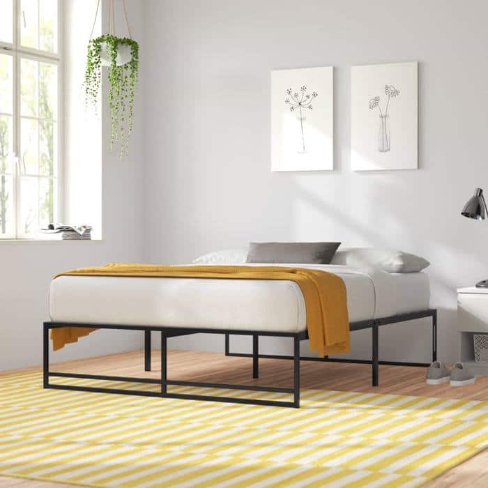 Front. Hivvago - Hivvago King Size Metal Platform Bed Frame with Under-Bed Storage Space - Black.