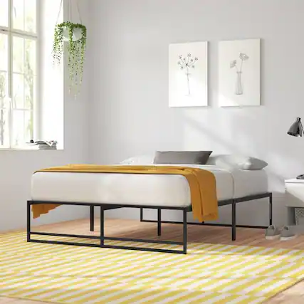 Front. Hivvago - Hivvago King Size Metal Platform Bed Frame with Under-Bed Storage Space - Black.