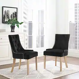 Pose Performance Velvet Dining Chair Set of 2 by Modway - Black