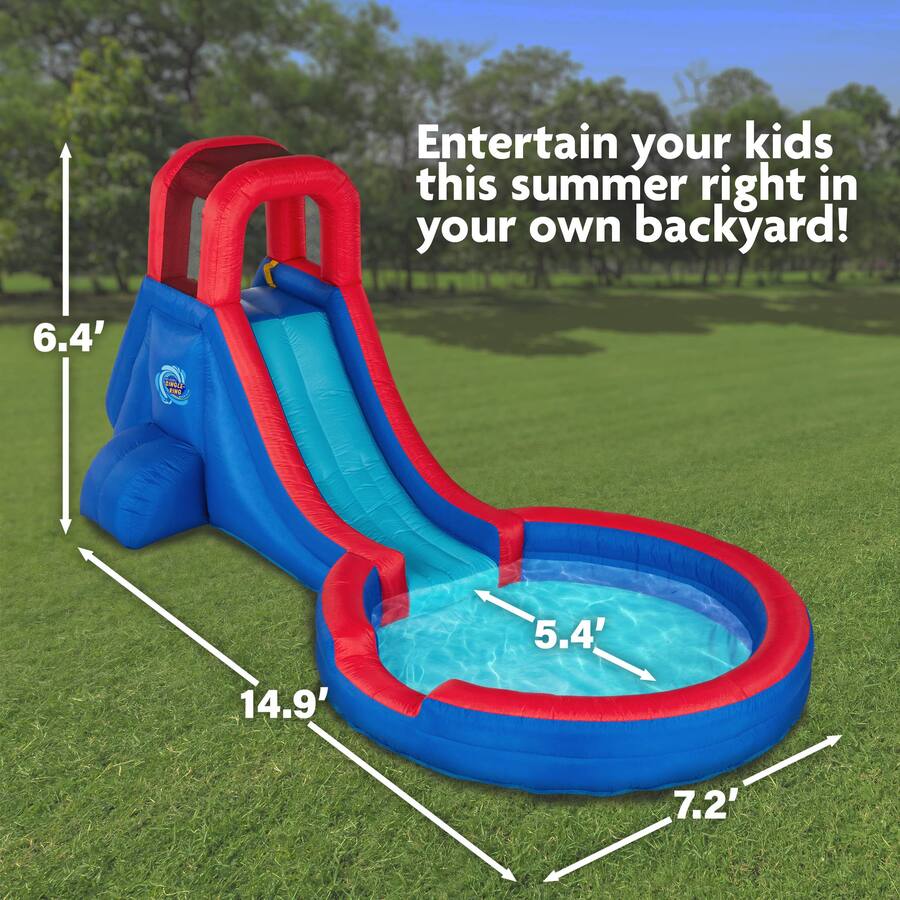 Deep Inflatable Pool With Slide Sunny & Fun Single Ring Inflatable Water Slide Park with Climbing Wall ...