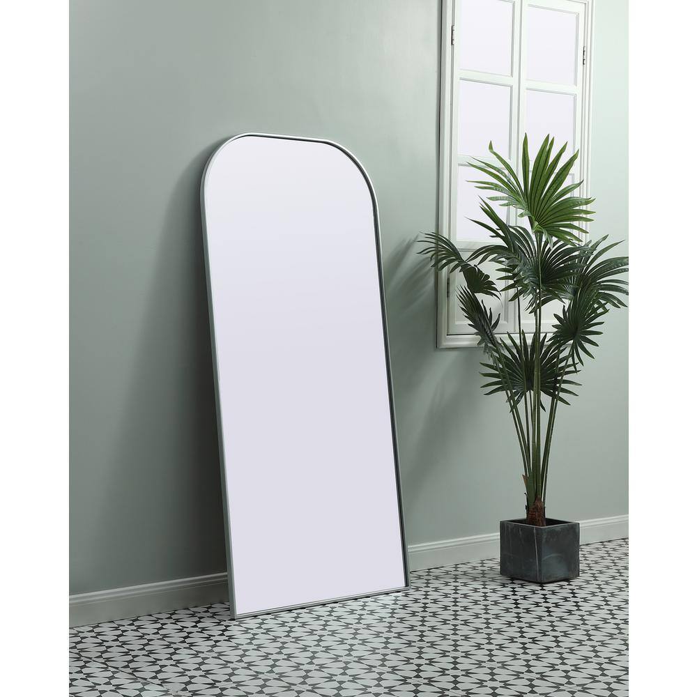 Alt View 3. Elegant Decor - Metal Frame Arch Full Length Mirror 32x66 Inch in Silver - Silver.