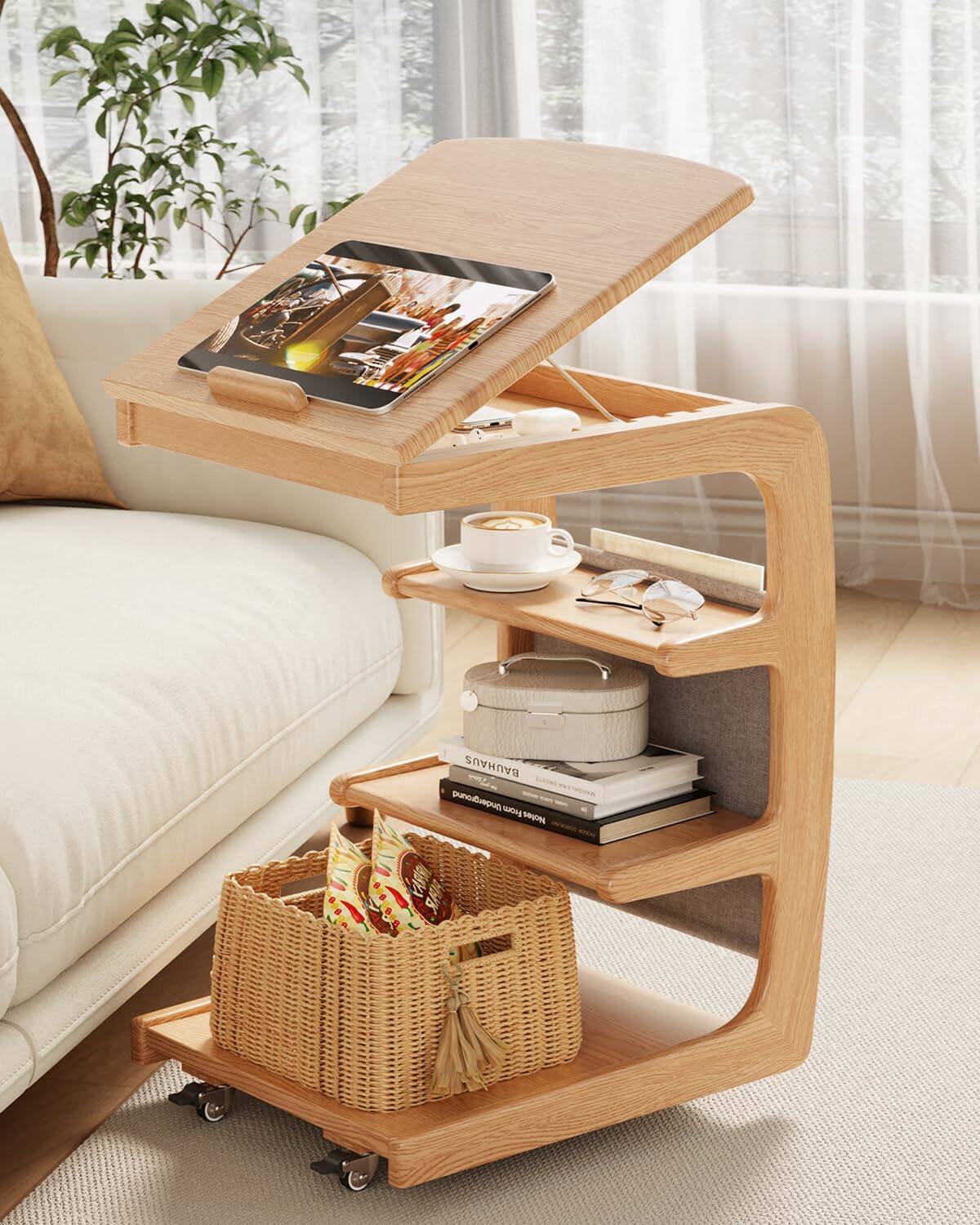 Natural 15.6"D x 15.7"W x 24.8"H Modern 4 Tier