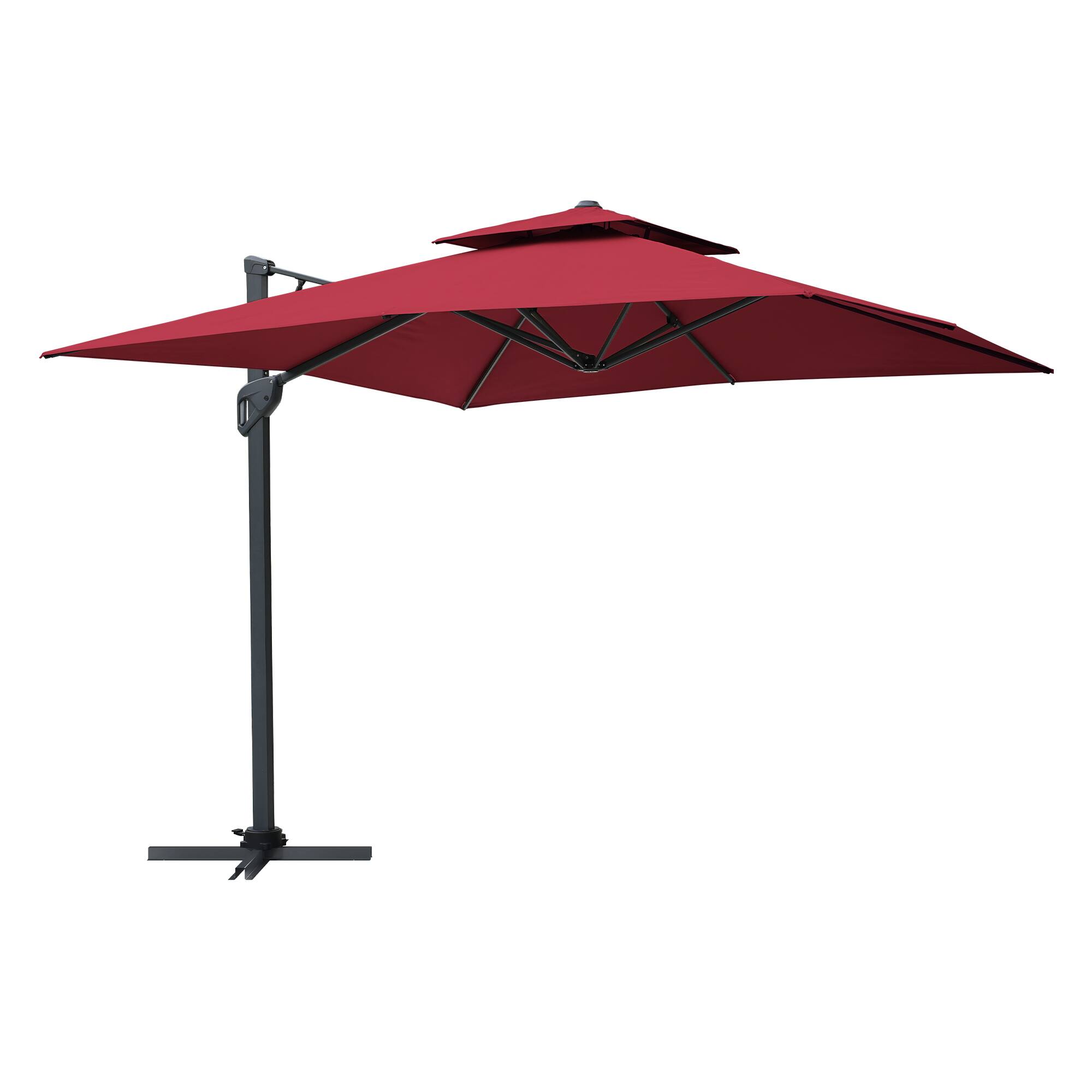 Front. Mondawe - 10 x 10ft Square Cantilever Umbrella 360° Rotation - Red.