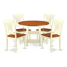 East West Furniture - Dining Room Set Buttermilk & Cherry - Brown
