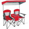 Front. Costway - Costway Portable Folding Camping Canopy Chairs w/ Cup Holder Cooler Outdoor - Red.