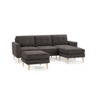 Burrow - Mid-Century Nomad Sofa Sectional with Ottoman - Charcoal - Front_Zoom