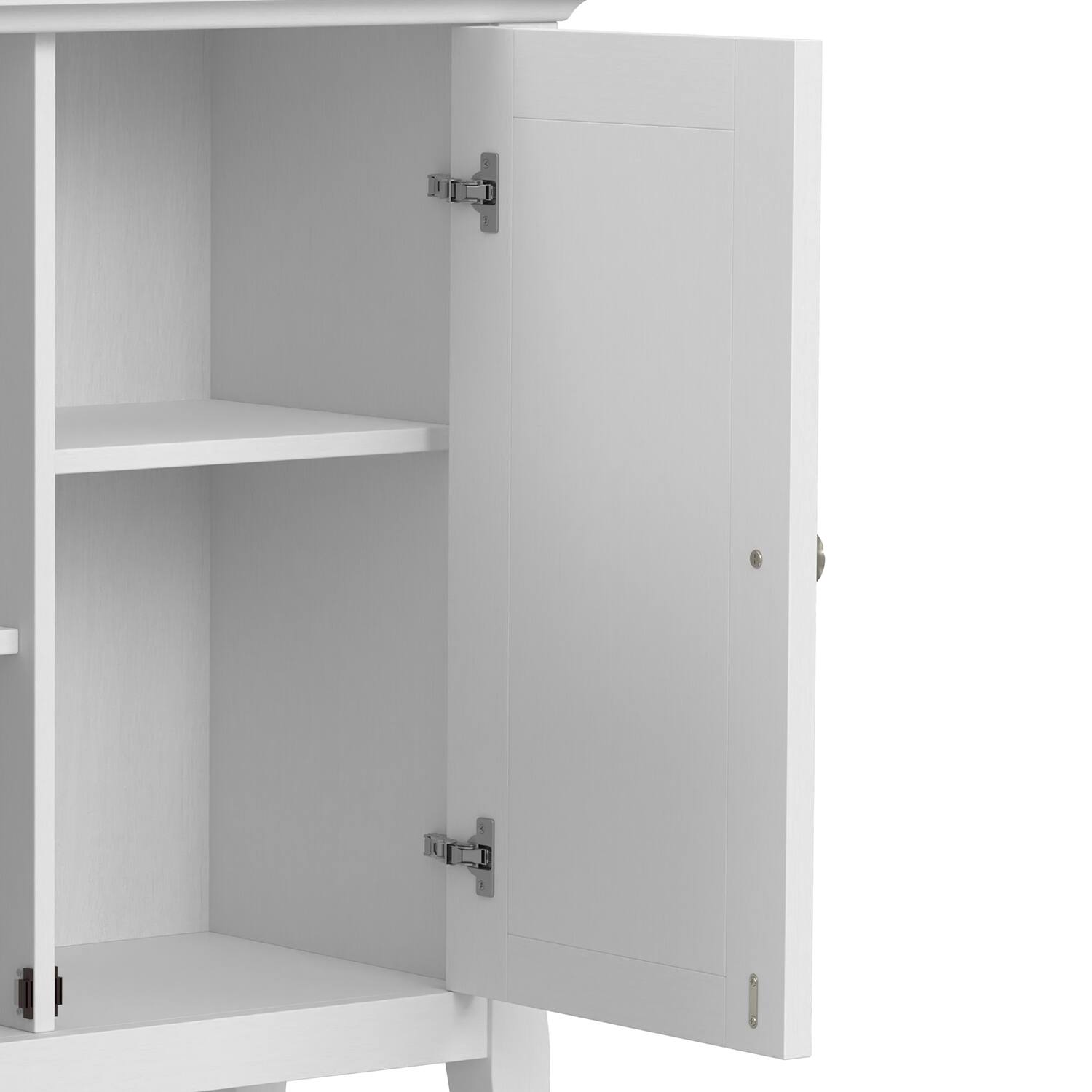 Alt View 5. Simpli Home - Amherst 32 inch Wide Solid Wood Transitional Low Storage Cabinet in White - White.