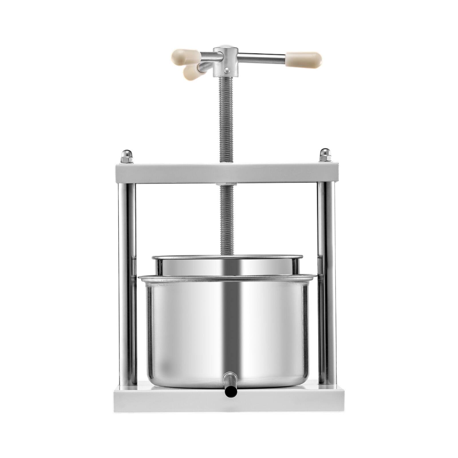 Alt View 5. VEVOR - 1.45 Gal/5L Fruit Wine Press, 2 Stainless Steel Barrels, Manual Juice Maker, Cider Apple Grape Tincture Honey Olive Oil - White.