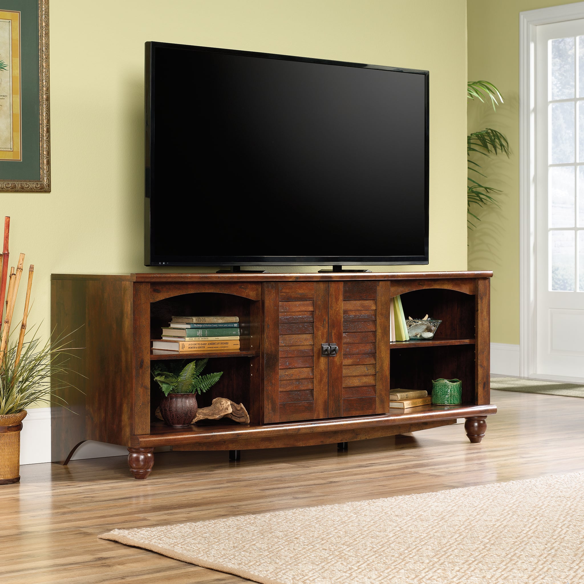 Best Buy Sauder Harbor View Entertainment Credenza Curado Cherry 420472