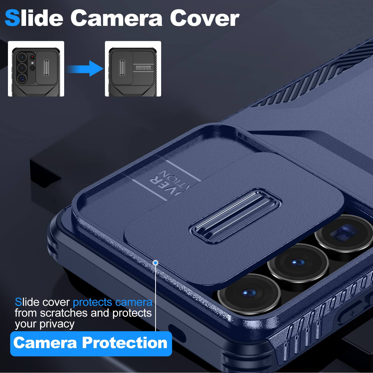 Slide Camera Cover

DISCOVER INNOVATION

Slide cover protects camera from scratches and protects your privacy

Camera Protection