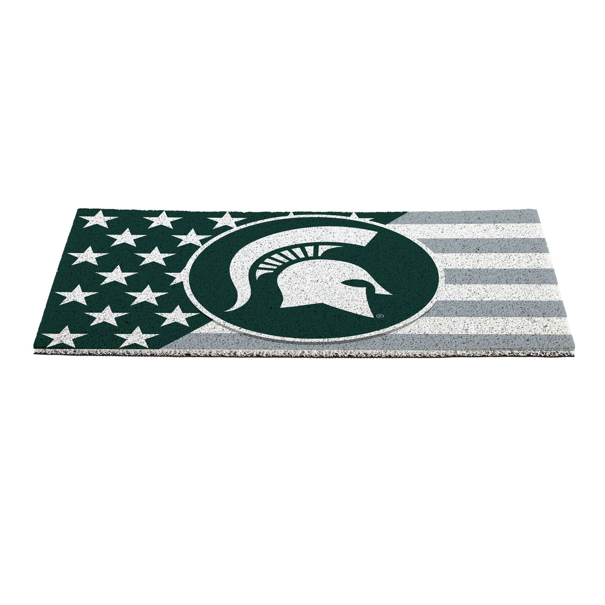 Alt View 1. Evergreen Enterprises - Michigan State Spartans 16" x 28" Stars & Stripes Patriotic Turf Mat - Multicolor.