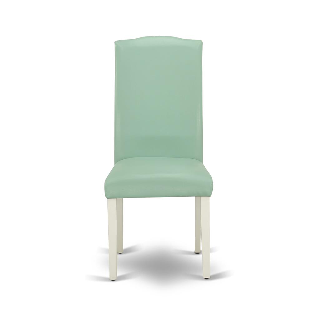 Alt View 2. East West Furniture - V026EN257-5 5 Pc Dining Room Set Contains a Linen White Dining Table and 4 Pond PU Leather Dining Chairs with High Back - Multi-Color.