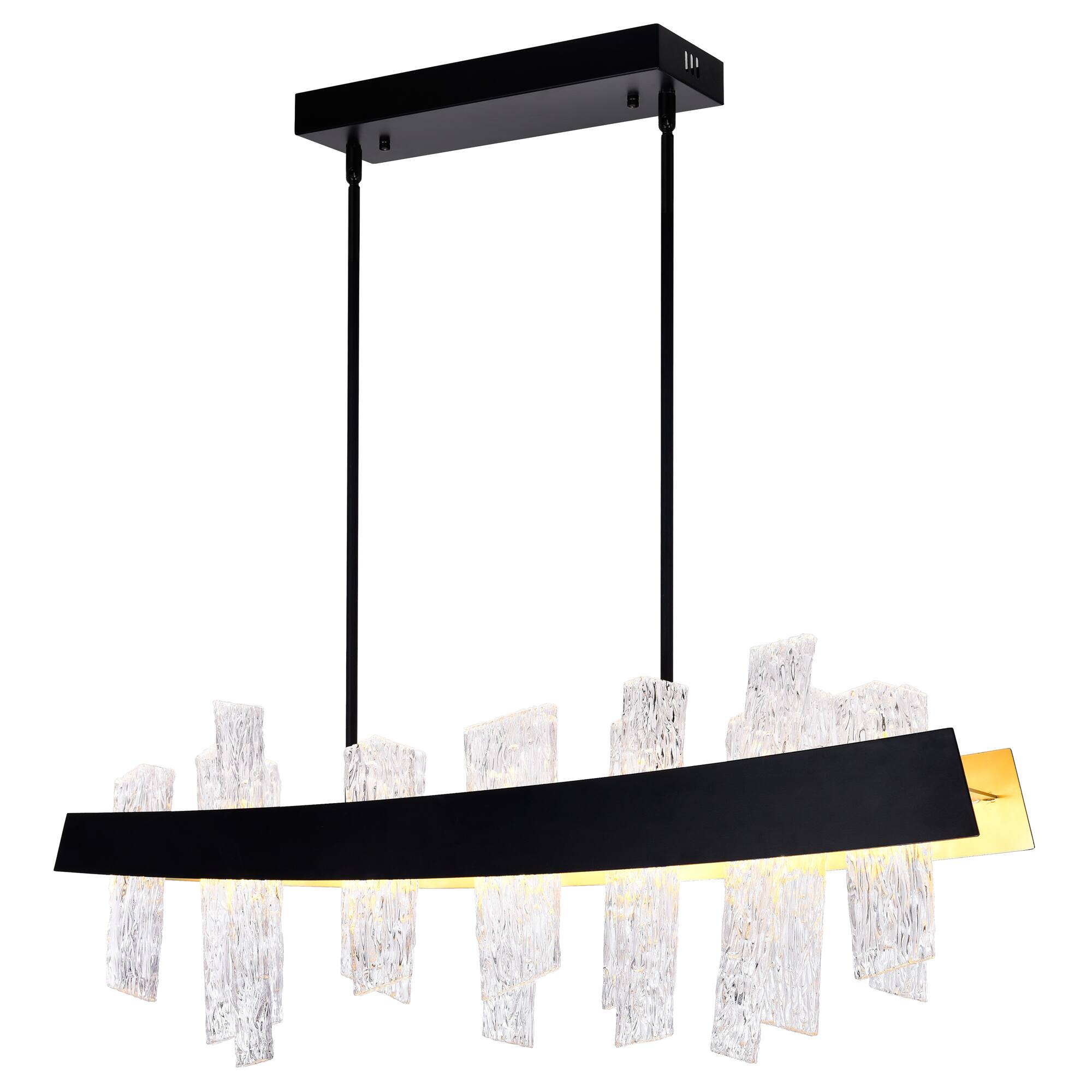 Alt View 2. CWI Lighting - Guadiana 39 in LED Black Chandelier - Black & Satin Gold.