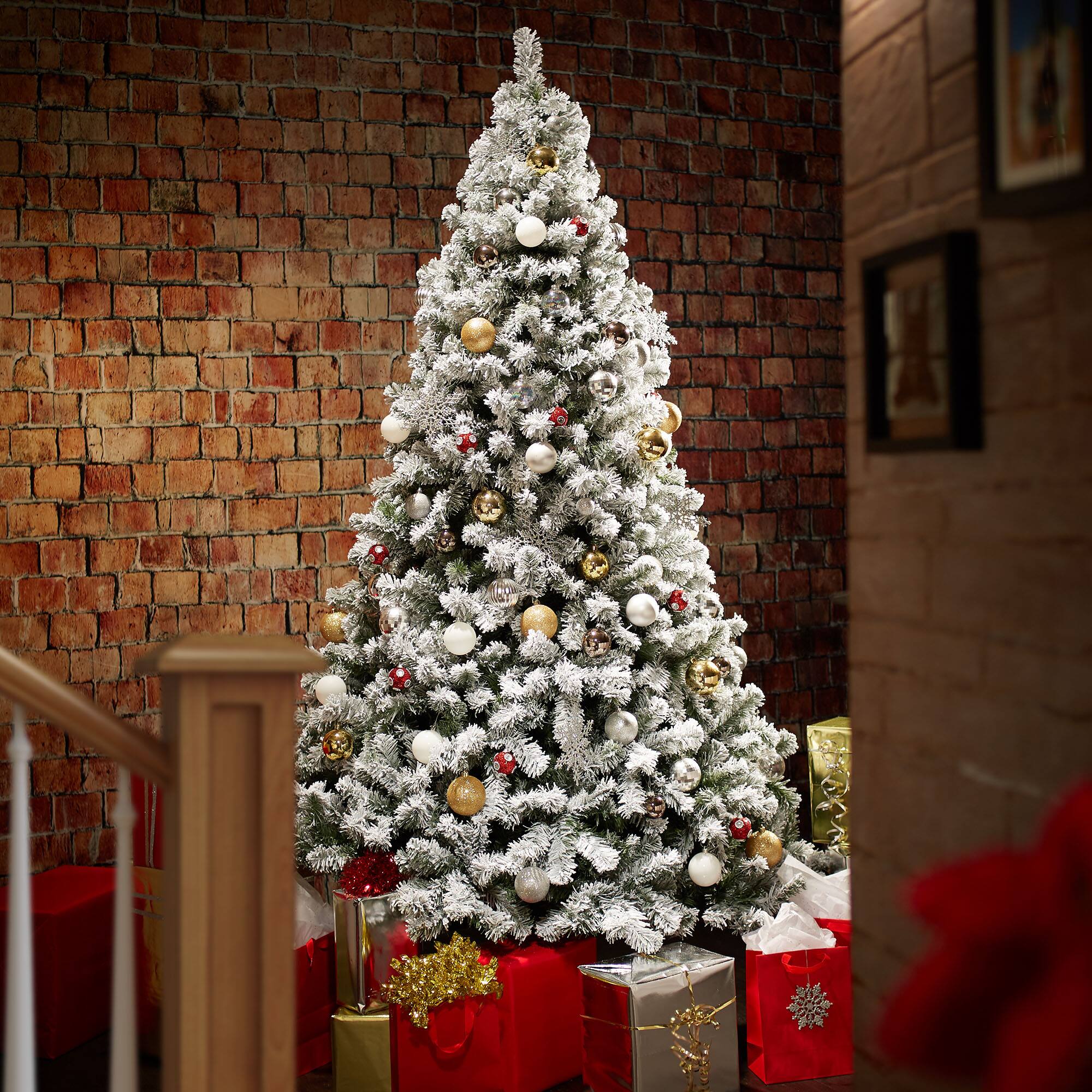 Alt View 1. Casafield - Realistic Snow-Flocked Pine Artificial Holiday Christmas Tree - Green.