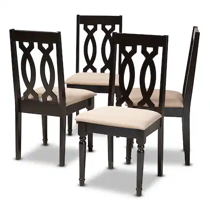 Front. Baxton Studio - Cherese Modern and Contemporary Fabric Upholstered Espresso Finished Wood Dining Chair - Sand/Espresso.