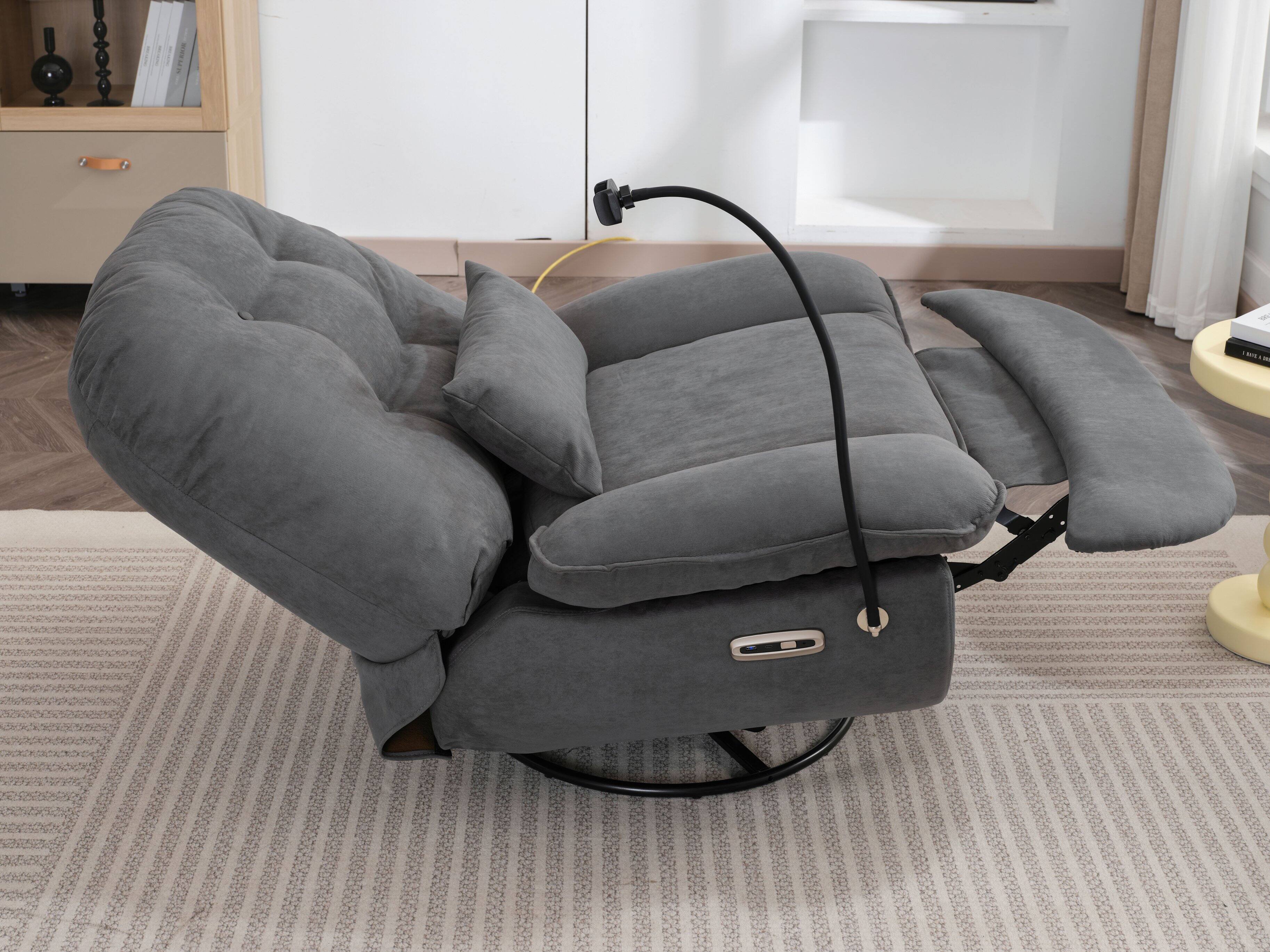 Alt View 5. GOODSILO - Power Recliner Swivel Glider with USB Charger & Bluetooth Music Player - Sleep, Work, Game & Leisure - Grey.