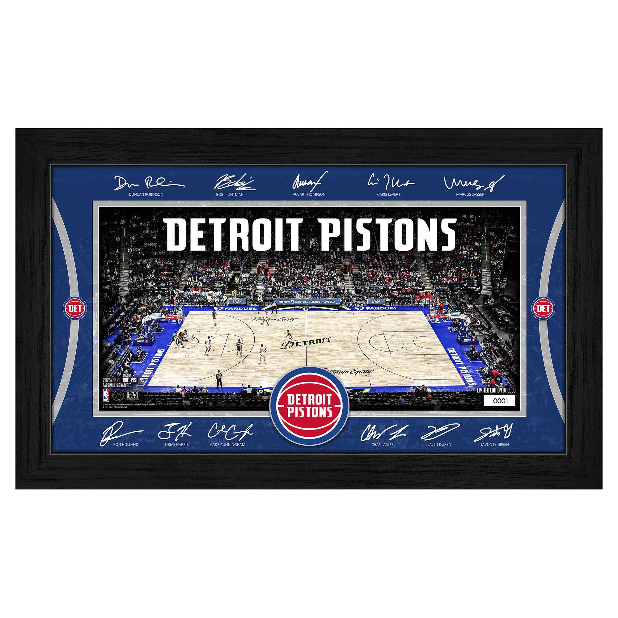 Detroit Pistons 2025 Facsimile Signature Court Framed Picture
