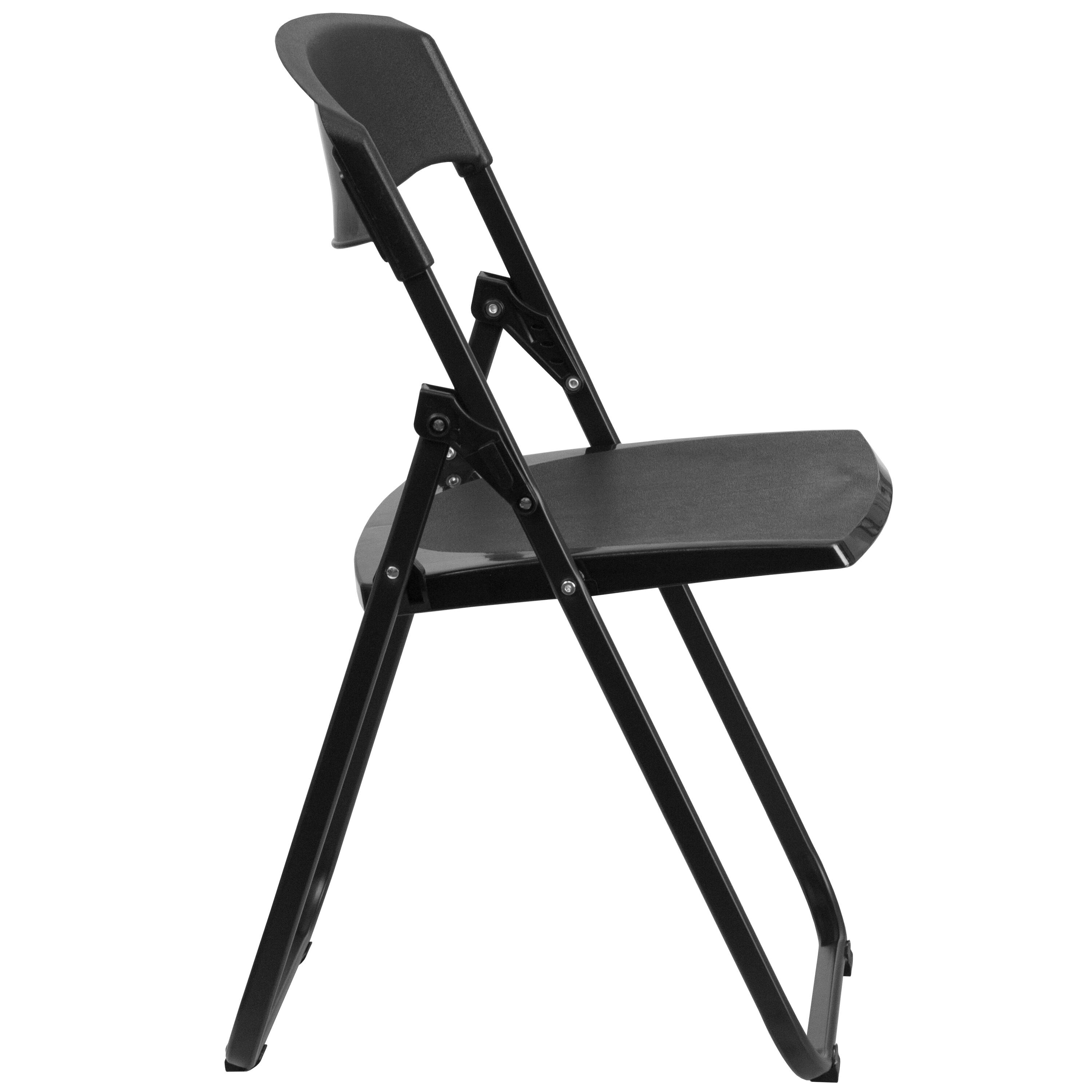 Alt View 7. Emma + Oliver - 2 Pack Commercial Event Plastic Folding Chair with Ganging Brackets - Black.