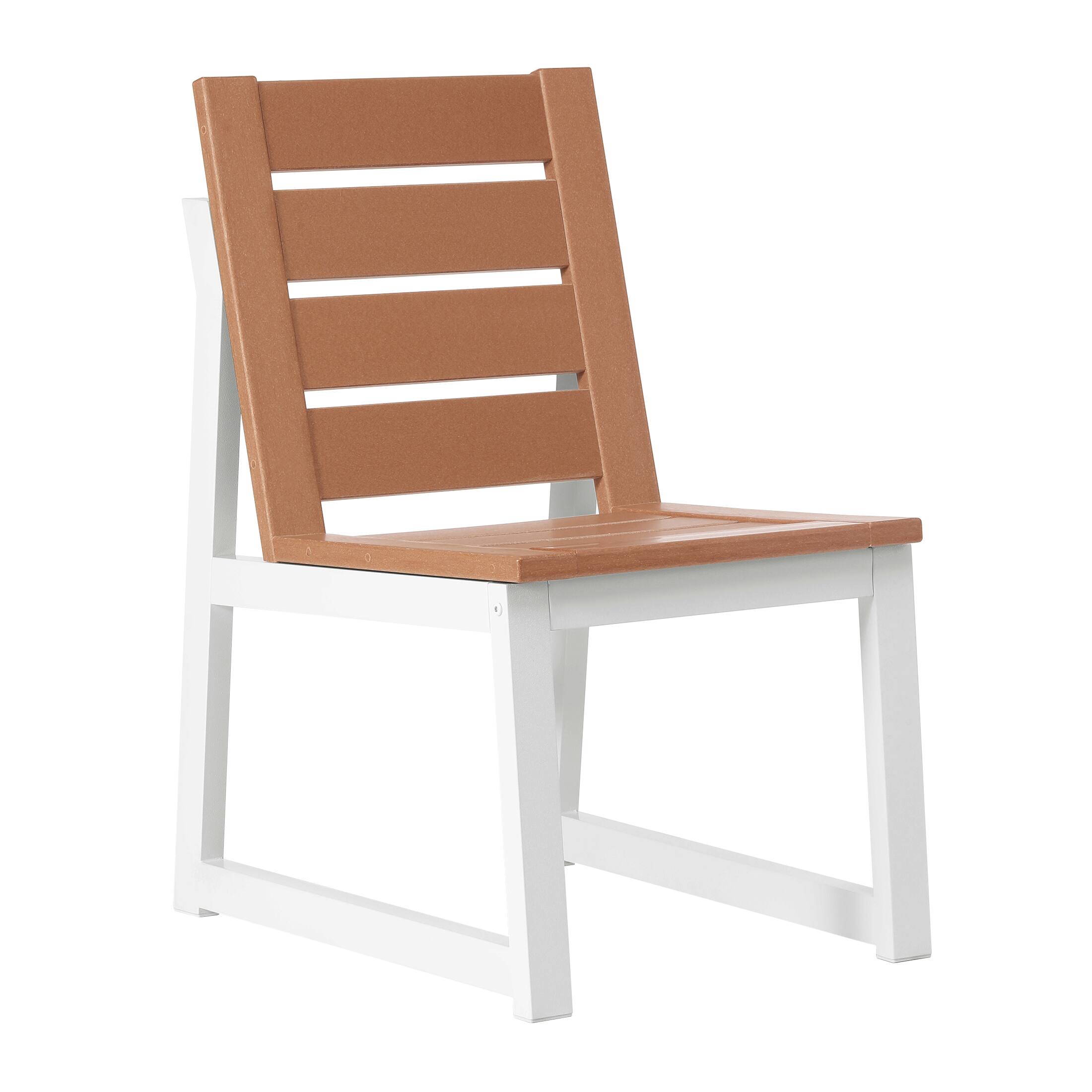 Alt View 3. WestinTrends - WestinTrends Cape May 7-Piece HDPE Outdoor Furniture Patio Dining Table With Umbrella Hole and Chairs Set For 6 - Teak.
