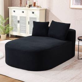 PDTEND - Contemporary 67.5 in. Chaise Lounge Chair with Two Soft Pillows for Living Room - Black