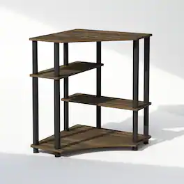 Furinno - Turn-N-Tube Multipurpose Corner Shelf, Display Rack, Bookshelf, Columbia Walnut/Black - Columbia Walnut/Black