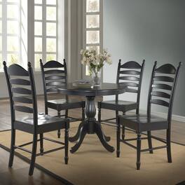 Carolina Chair & Table - Fairview 36" Pedestal Dining Table with 4 Whitman Dining Chairs - Antique Black