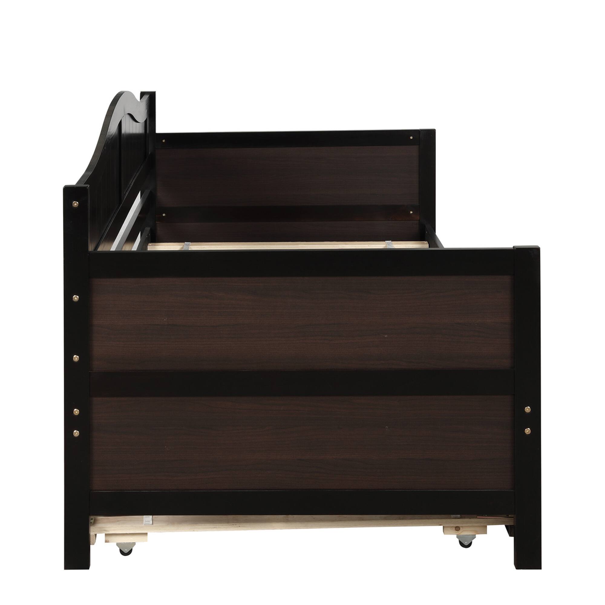 Alt View 5. GOODSILO - Twin Size Daybed with Storage Drawers, Space-Saving Sofa Bed for Bedroom and Living Room, No Box Spring Required - Espresso.