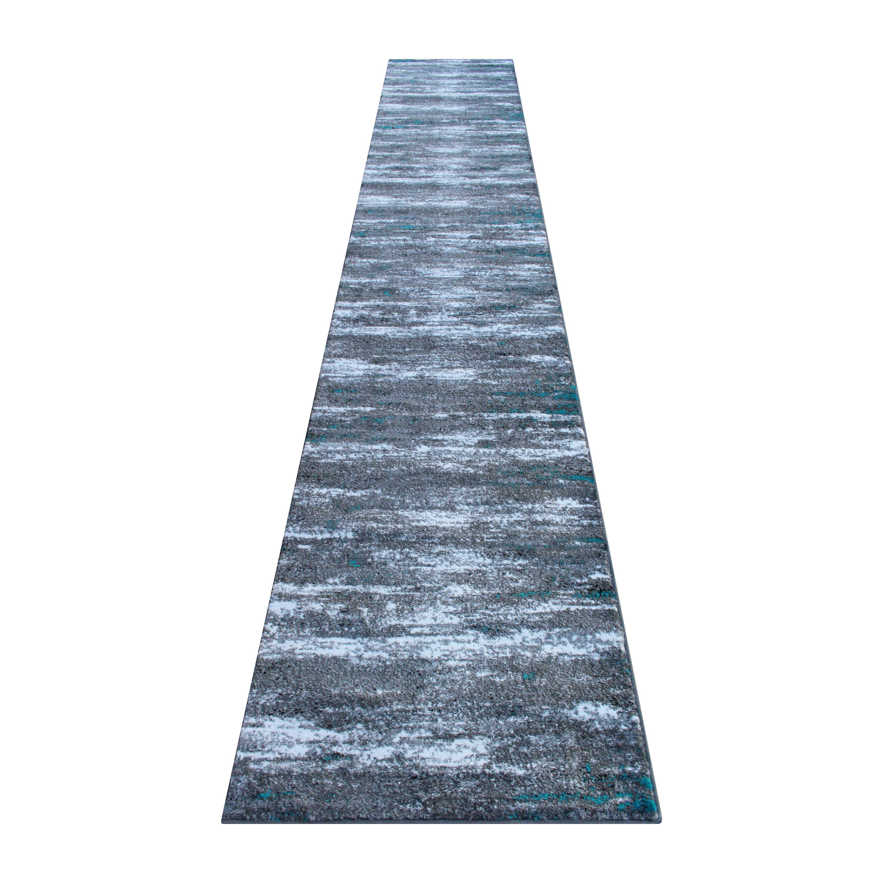Alt View 1. Emma + Oliver - Tempest Scraped Look Accent Rug with Natural Jute Backing for Hallway, Entryway & More - Turquoise.