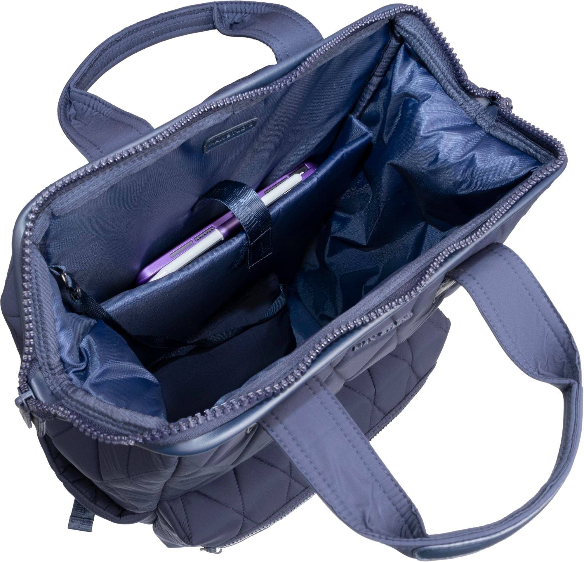 Alt View 6. Max Studio - Magid NYC 18-Inch Diamond Quilted Puffer Nylon Backpack with Laptop Sleeve — Navy - 600-NAVY.