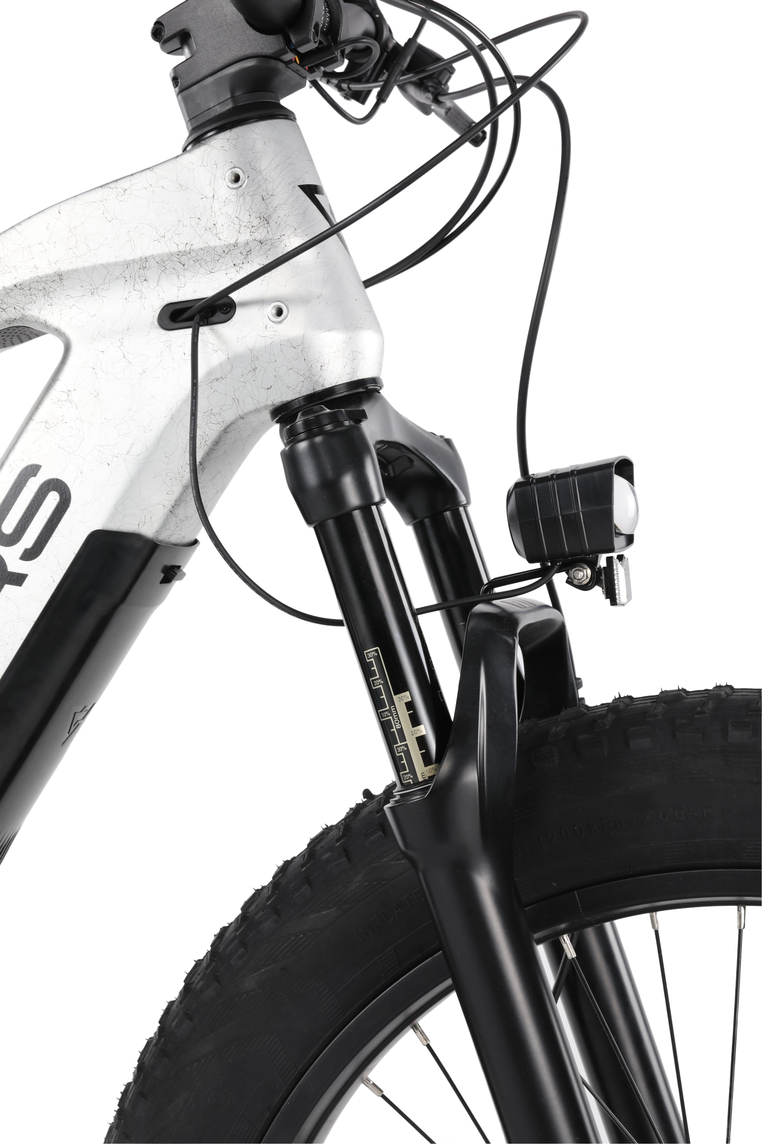 Angle. Vanpowers - GrandTeton Pro Adult 26" Step-Over 750W Hub Motor E-Bike - Galaxy Silver.