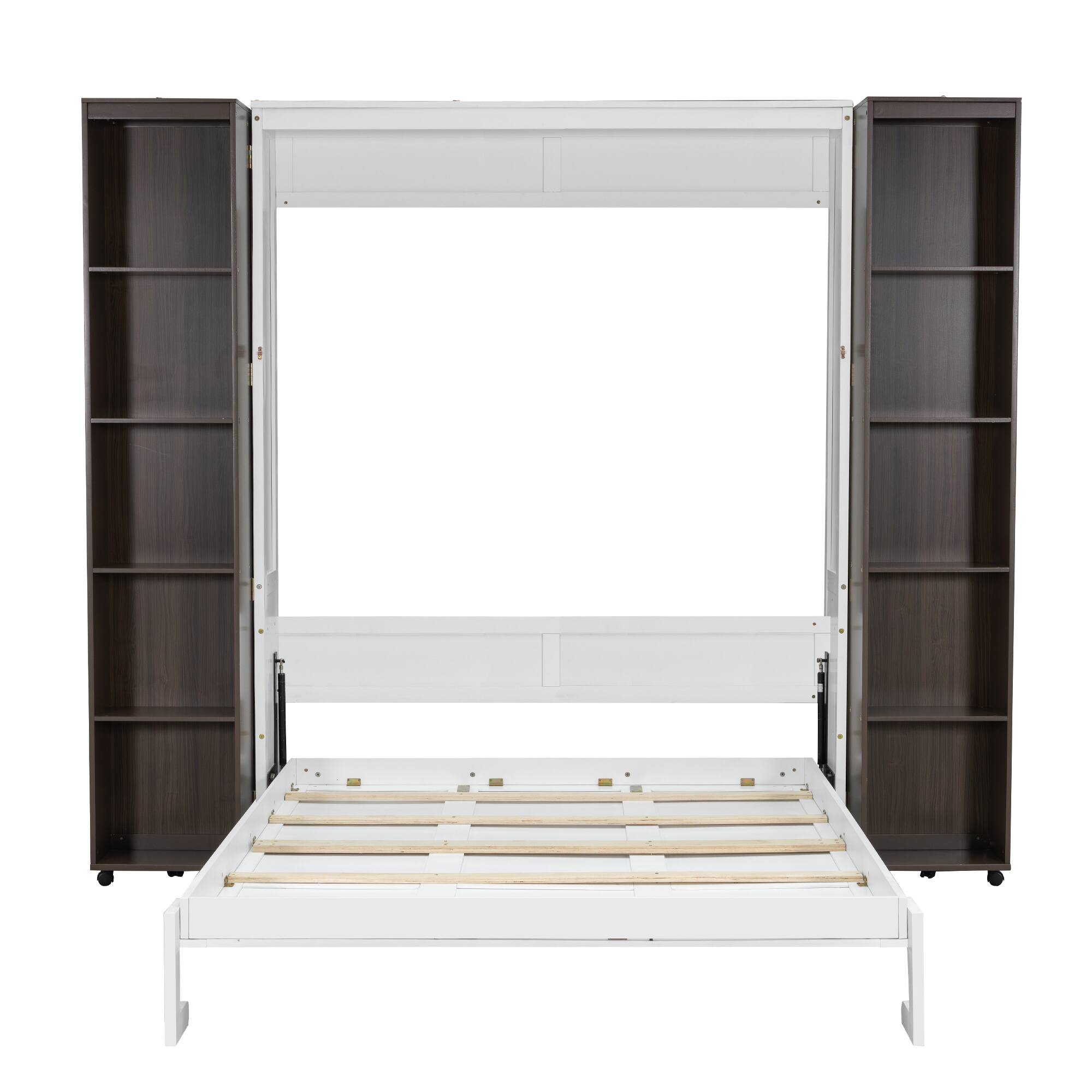 Alt View 6. Anysun - Queen Murphy Bed Wall Bed with Storage Doors - Brown.