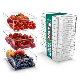 Sorbus - 10-Pack Large Plastic Organizing Bins – Bins for Organizing, Refrigerator Organizers - Clear