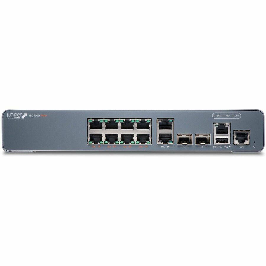JUNIPER EX4000 PoE  
10 Gigabit Ethernet Switch  

SYS MST CLD  
0A 19 2A 19  
0A 19 2A 19  
MOMTA  
CON