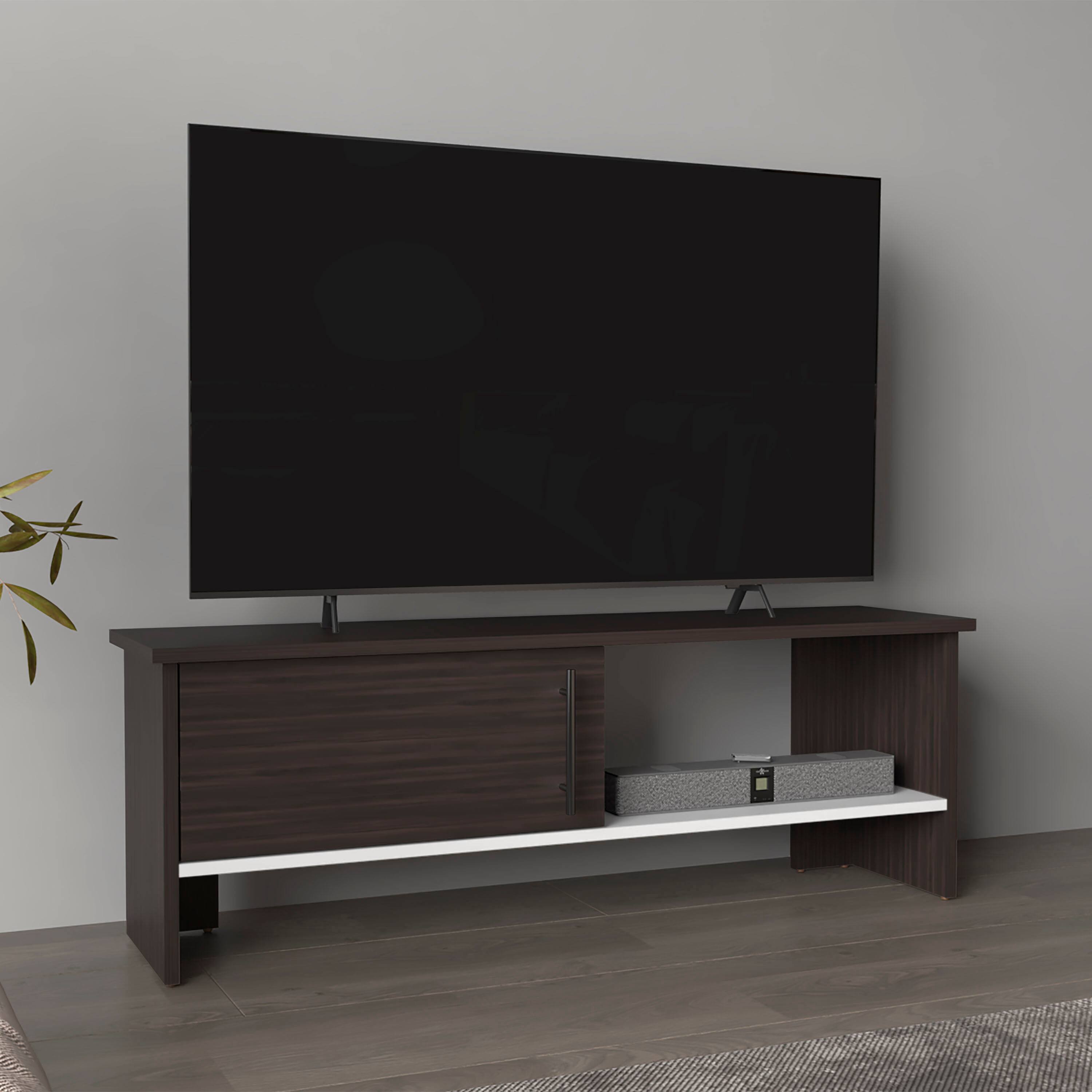 Angle. Spaco - Spaco Modern TV Stand, Entertainment Center Media Console for 50 Inch TVs, 1 Door Cabinet with Open Shelf,Compact Design - Dark Oak.