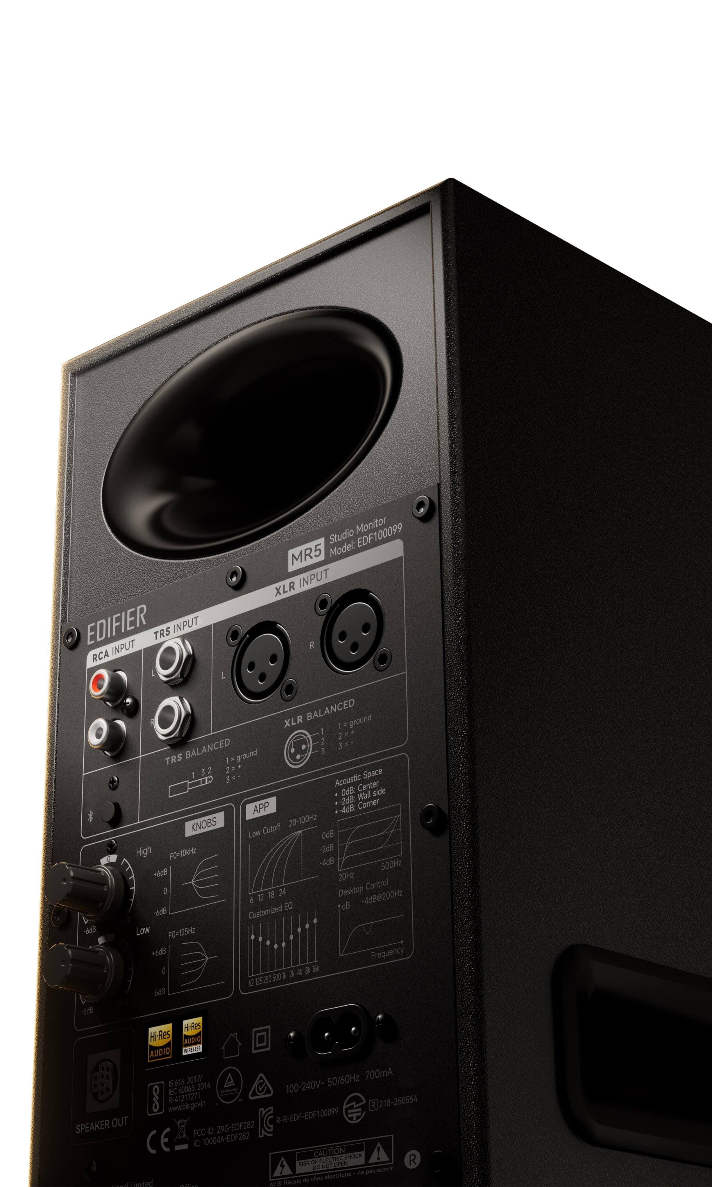 Studio Monitor EDF100099 MR5 Model: XLR INPUT TRS INPUT RCA INPUT L L XLR BALANCED ground 1 2 2 BALANCED 5 5 TRS 9 ground 32 2. Acoustic Space Center Corner -208: WHl APP 4d8 KNOBS 20-100 Low Cutoff 068 High PO+TOA -268 -4 500 8ab 20H Control 12 15 24 Desktop 4B@200z 5 EQ ds 68 Customized Low FO-125H Frequency -6 60 H-Ries HiRes AUDIO AUDIO MALID 2017/ 50/60Hz 700mA 1616 2014 100-240V- FC 500A5 R-41217271 218-250554 www.bis.govin R OUT R-R-EDF-EDF100099 SPEAKER FCC D 29G-EDF282 IC 10004A-EDF282 CAUTION SHOCK ! RnA FLECTRIC R DO NOT OPEN - hes Duvtir - choc electrique T imted .I AVt Reove