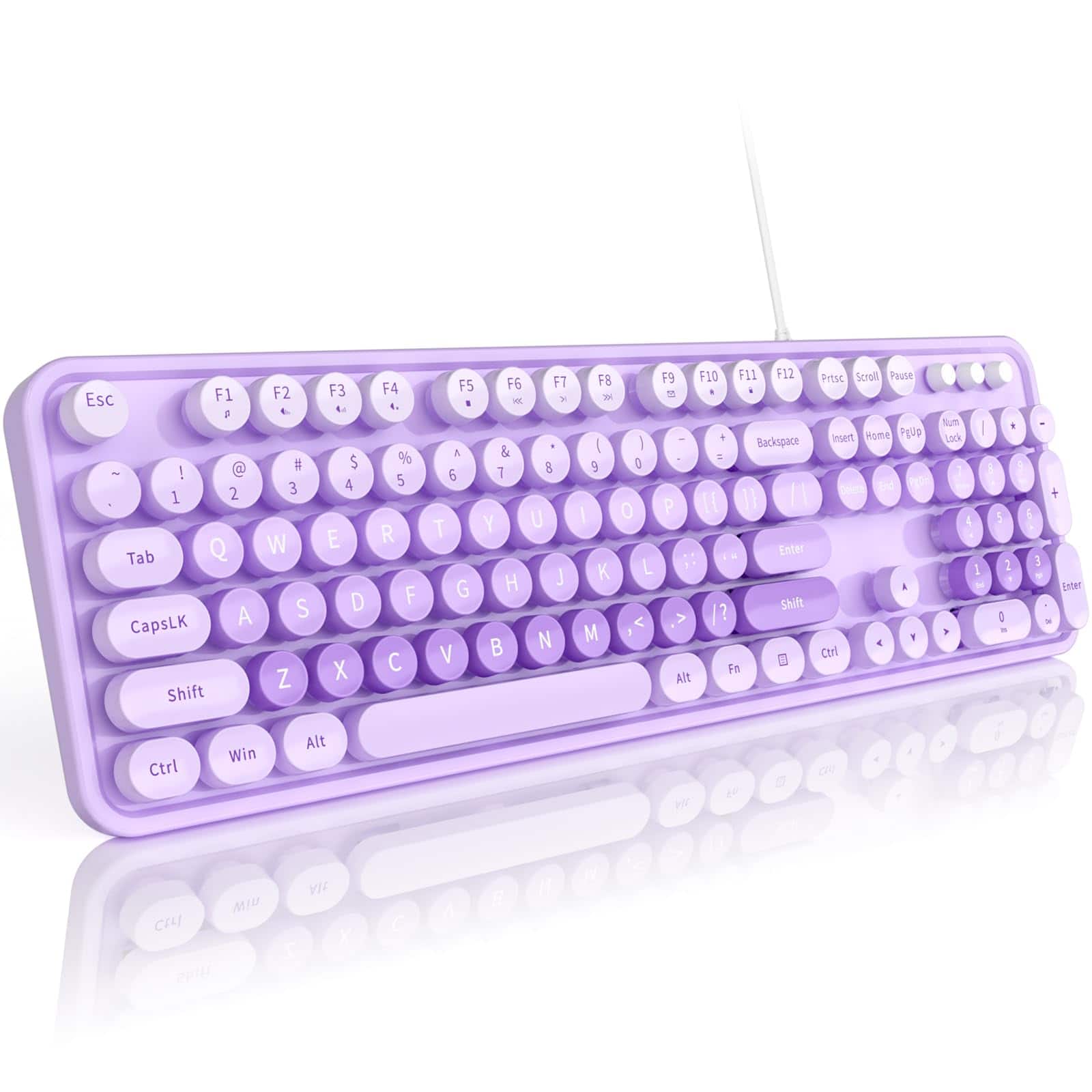 VEGA AUTOMOTIVE - Wired Computer Colorful Full size With Round Keycaps Typewriter Keyboards For Windows Laptop Pc Desktop - purple