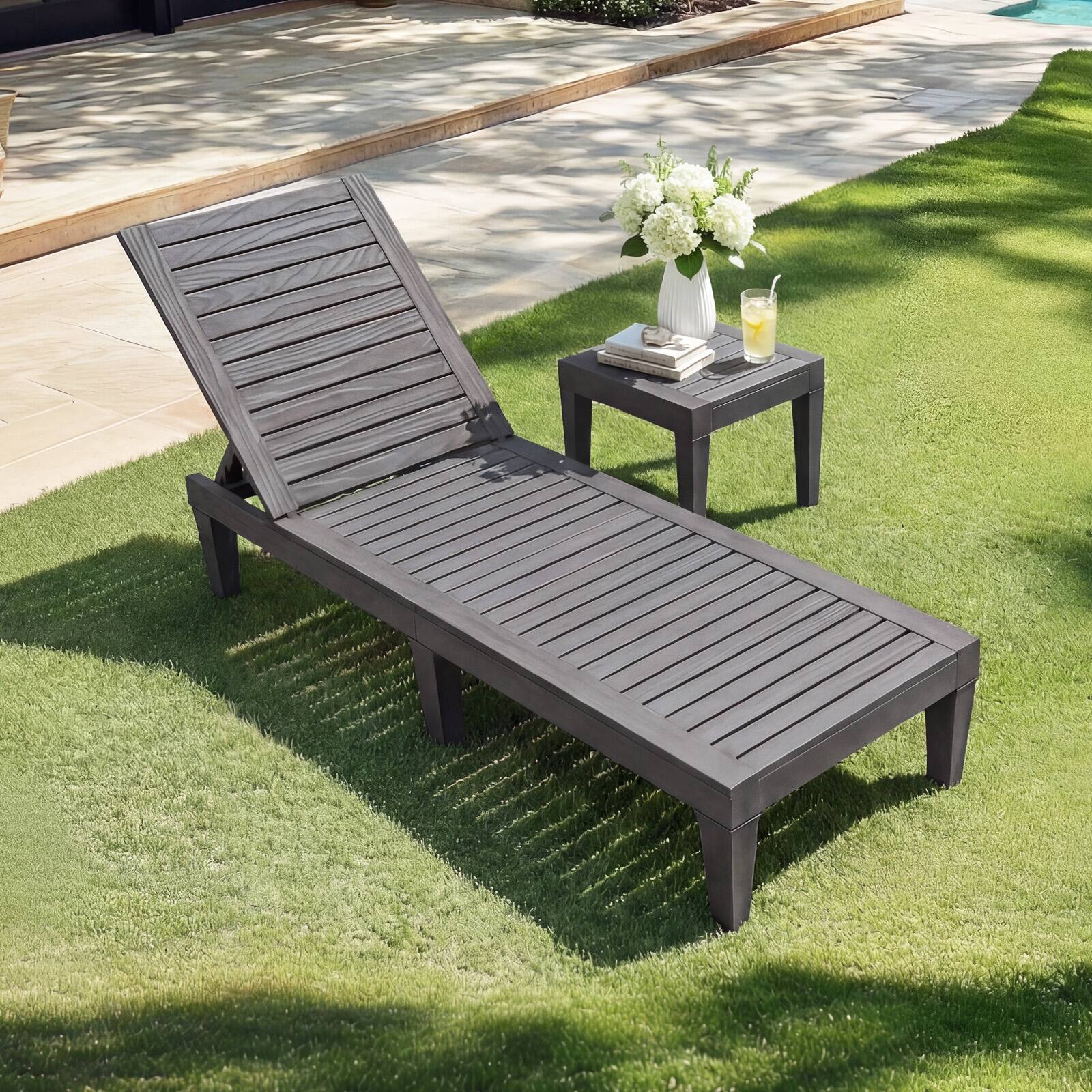 Alt View 4. Gymax - Gymax Patiojoy Lounge Chair Chaise Recliner Weather Resistant Adjustable Outdoor Gray - Grey.