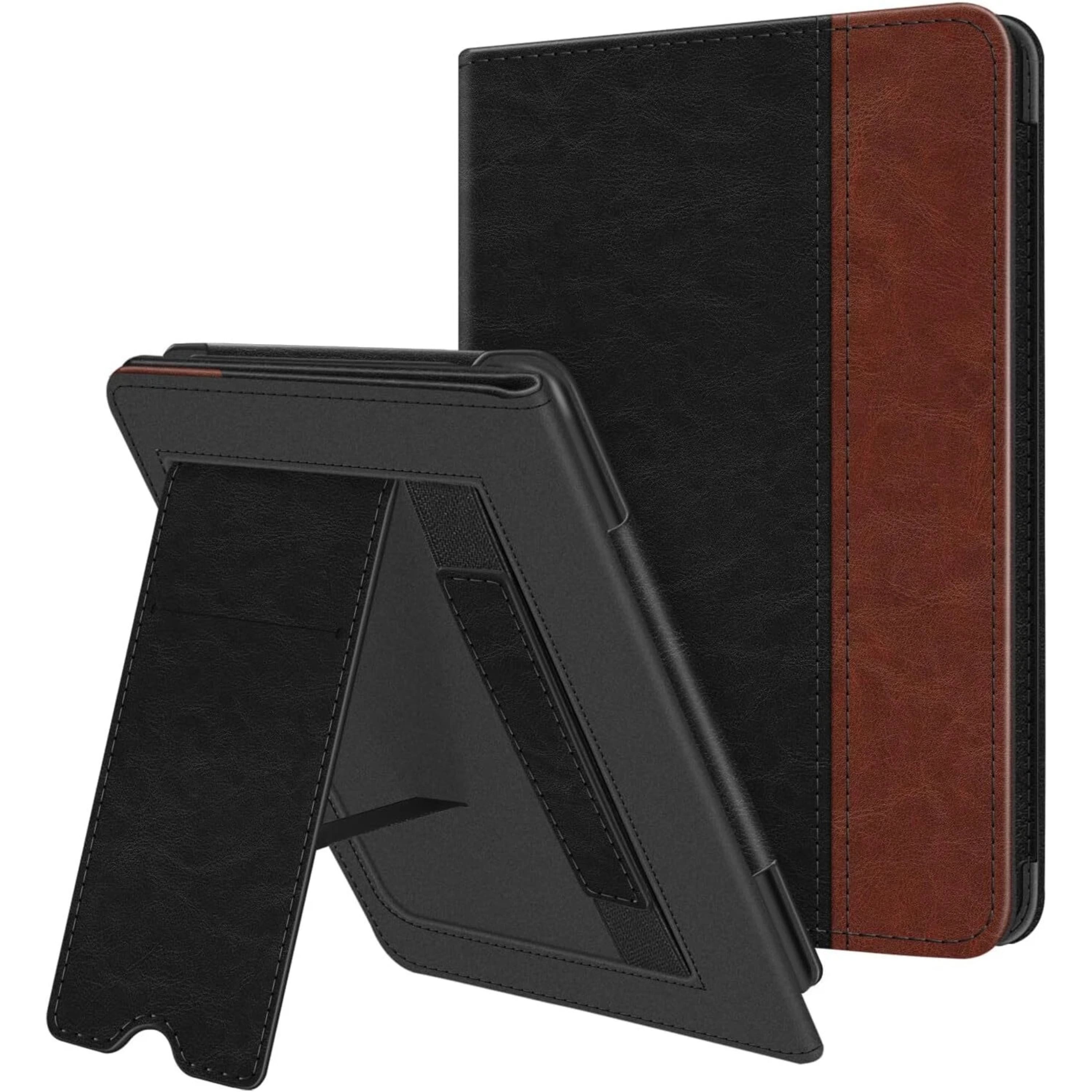 Front. Kitcheniva - PU Leather Stand Case For 6 Inch All New Kindle 11th Gen 2024 2022 Brown Black - Black Brown.