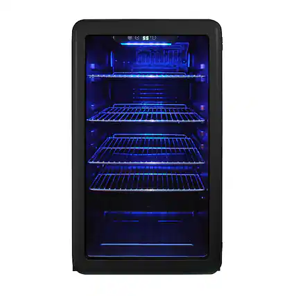 Front. Magic Chef - 3.4 cu. ft. Retro Beverage Cooler, in Black - Black.