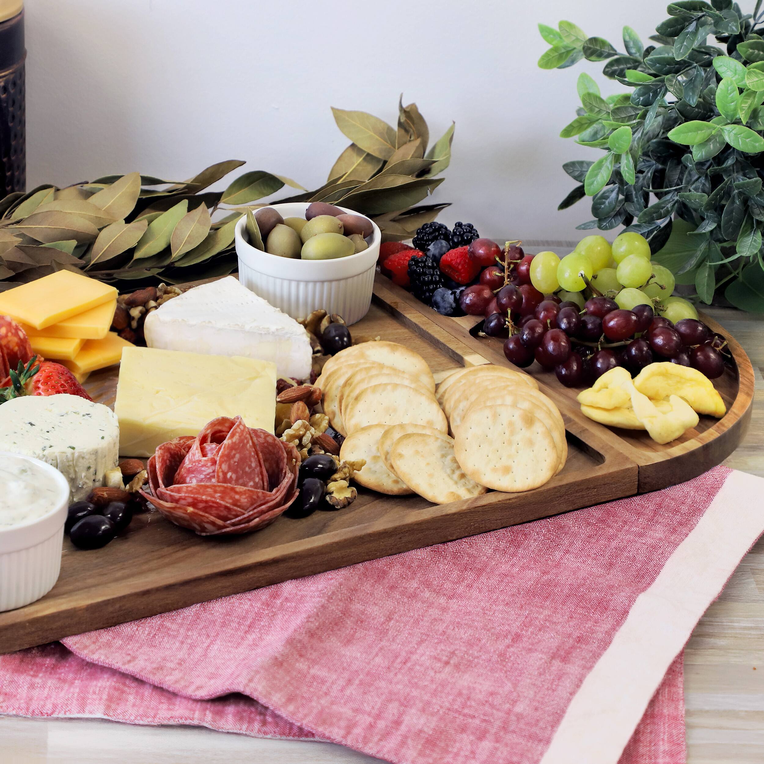 Alt View 7. MegaChef - MegaChef 3 Piece Acacia Wood Cutting Board with Maganitized Serving Board Platter - Brown.